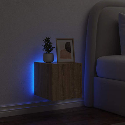 Väggmonterad tv-bänk LED sonoma-ek 30,5x35x30 cm