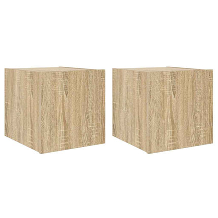 Väggmonterad tv-bänk LED 2 st sonoma-ek 30,5x35x30 cm