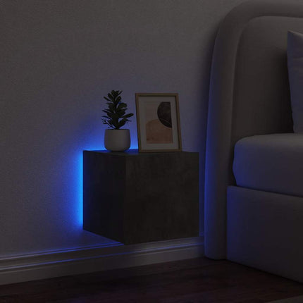 Väggmonterad tv-bänk LED betonggrå 30,5x35x30 cm