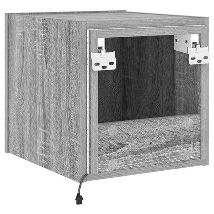 Väggmonterad tv-bänk LED grå sonoma 30,5x35x30 cm