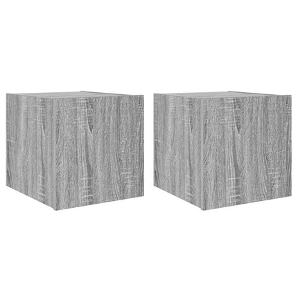 Väggmonterad tv-bänk LED 2 st grå sonoma 30,5x35x30 cm