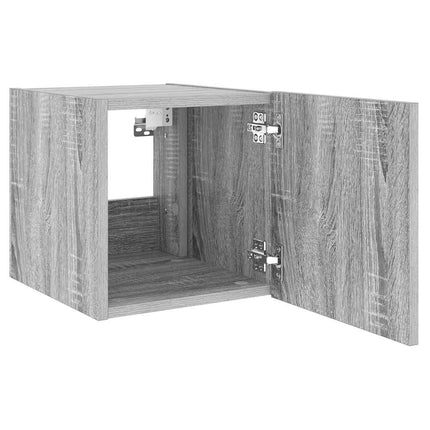 Väggmonterad tv-bänk LED 2 st grå sonoma 30,5x35x30 cm