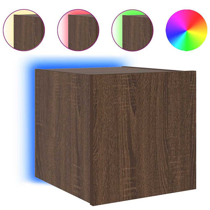 Väggmonterad tv-bänk LED brun ek 30,5x35x30 cm