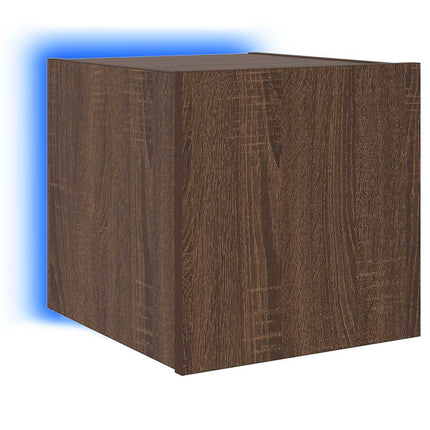 Väggmonterad tv-bänk LED brun ek 30,5x35x30 cm