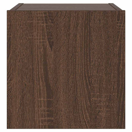 Väggmonterad tv-bänk LED brun ek 30,5x35x30 cm