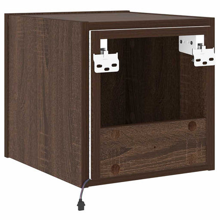 Väggmonterad tv-bänk LED brun ek 30,5x35x30 cm