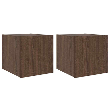 Väggmonterad tv-bänk LED 2 st brun ek 30,5x35x30 cm