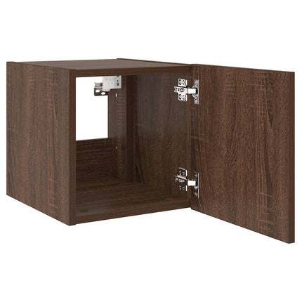 Väggmonterad tv-bänk LED 2 st brun ek 30,5x35x30 cm