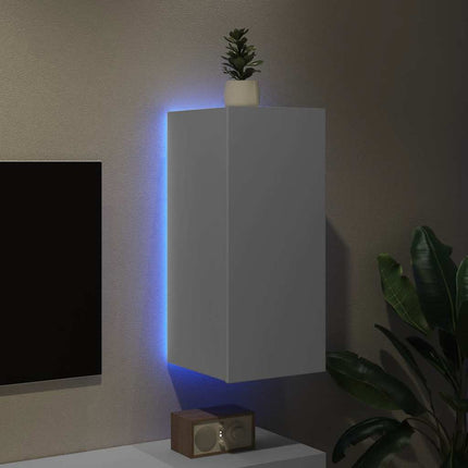 Väggmonterad tv-bänk LED vit 30,5x35x70 cm
