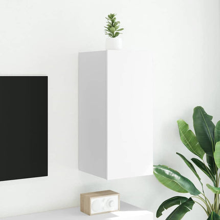Väggmonterad tv-bänk LED vit 30,5x35x70 cm