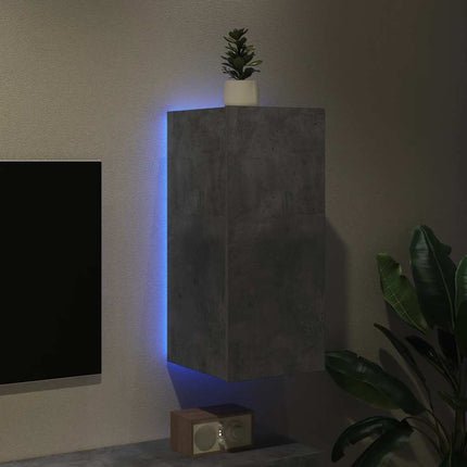 Väggmonterad tv-bänk LED betonggrå 30,5x35x70 cm
