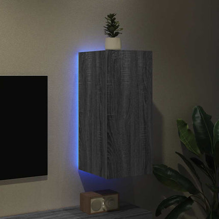 Väggmonterad tv-bänk LED grå sonoma 30,5x35x70 cm