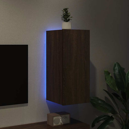 Väggmonterad tv-bänk LED brun ek 30,5x35x70 cm