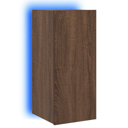 Väggmonterad tv-bänk LED brun ek 30,5x35x70 cm