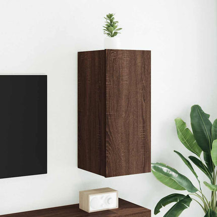 Väggmonterad tv-bänk LED brun ek 30,5x35x70 cm