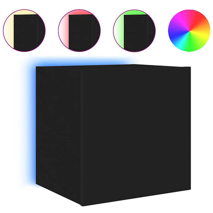 Väggmonterad tv-bänk LED svart 40,5x35x40 cm