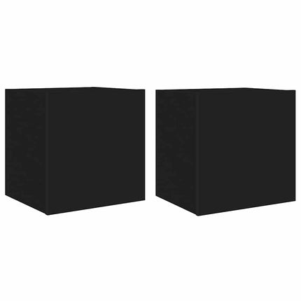 Väggmonterad tv-bänk LED 2 st svart 40,5x35x40 cm