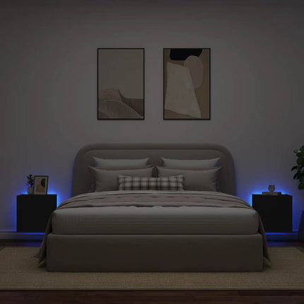 Väggmonterad tv-bänk LED 2 st svart 40,5x35x40 cm