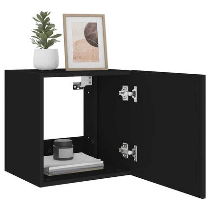 Väggmonterad tv-bänk LED 2 st svart 40,5x35x40 cm