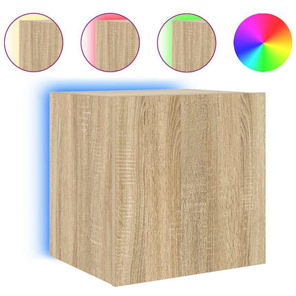 Väggmonterad tv-bänk LED sonoma-ek 40,5x35x40 cm