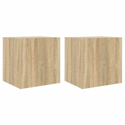 Väggmonterad tv-bänk LED 2 st sonoma-ek 40,5x35x40 cm