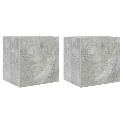 Väggmonterad tv-bänk LED 2 st betonggrå 40,5x35x40 cm