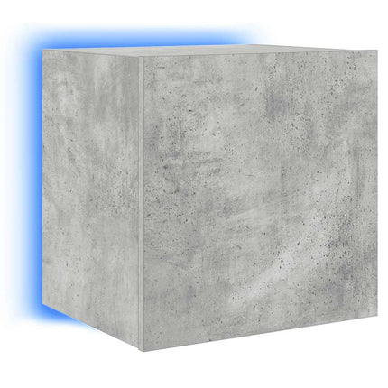 Väggmonterad tv-bänk LED 2 st betonggrå 40,5x35x40 cm