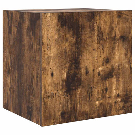Väggmonterad tv-bänk LED 2 st rökfärgad ek 40,5x35x40 cm