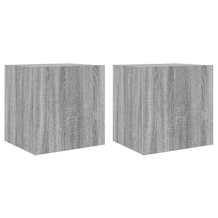 Väggmonterad tv-bänk LED 2 st grå sonoma 40,5x35x40 cm