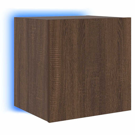 Väggmonterad tv-bänk LED 2 st brun ek 40,5x35x40 cm
