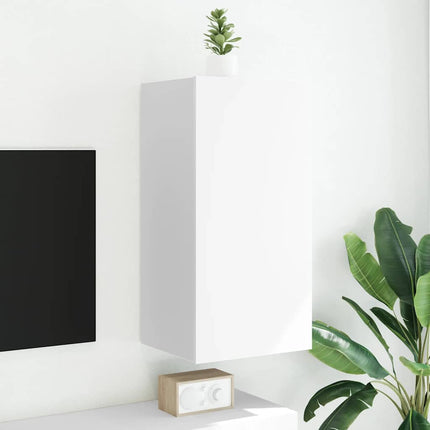 Väggmonterad tv-bänk LED vit 40,5x35x80 cm