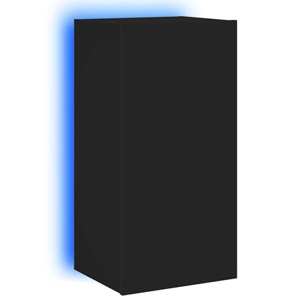 Väggmonterad tv-bänk LED svart 40,5x35x80 cm