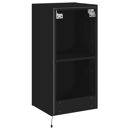 Väggmonterad tv-bänk LED svart 40,5x35x80 cm