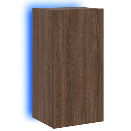 Väggmonterad tv-bänk LED brun ek 40,5x35x80 cm