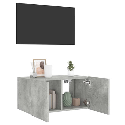 Väggmonterad tv-bänk LED betonggrå 60x35x31 cm