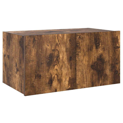 Väggmonterad tv-bänk LED rökfärgad ek 60x35x31 cm
