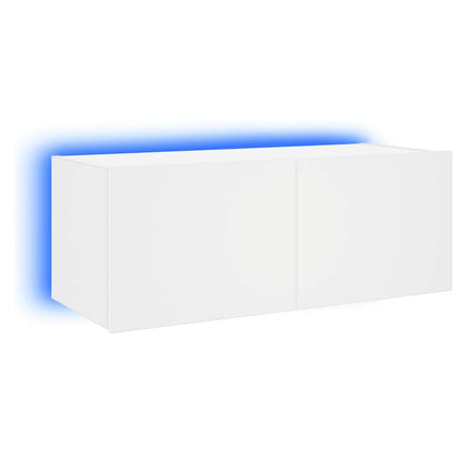 Väggmonterad tv-bänk LED vit 80x35x31 cm