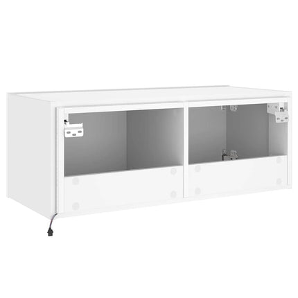 Väggmonterad tv-bänk LED vit 80x35x31 cm