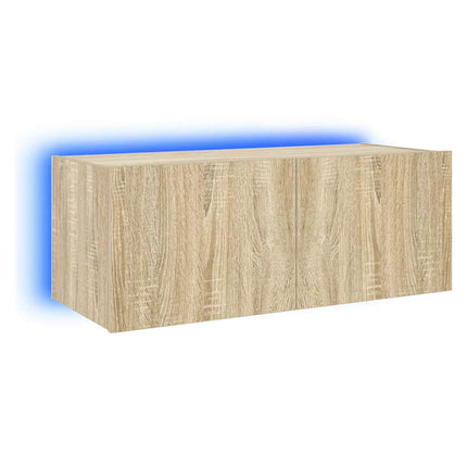 Väggmonterad tv-bänk LED sonoma-ek 80x35x31 cm