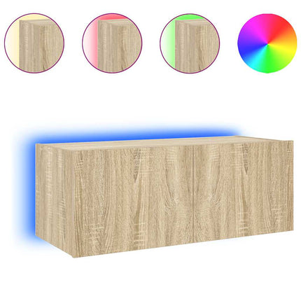 Väggmonterad tv-bänk LED sonoma-ek 80x35x31 cm