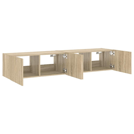 Väggmonterad tv-bänk LED 2 st sonoma-ek 80x35x31 cm