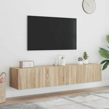 Väggmonterad tv-bänk LED 2 st sonoma-ek 80x35x31 cm