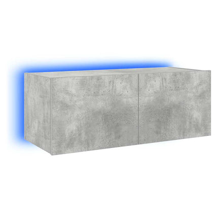 Väggmonterad tv-bänk LED betonggrå 80x35x31 cm
