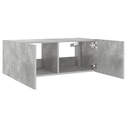 Väggmonterad tv-bänk LED betonggrå 80x35x31 cm