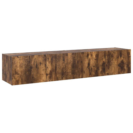 Väggmonterad tv-bänk LED 2 st rökfärgad ek 80x35x31 cm