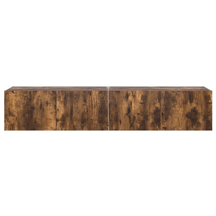Väggmonterad tv-bänk LED 2 st rökfärgad ek 80x35x31 cm