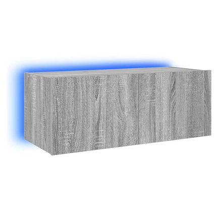 Väggmonterad tv-bänk LED grå sonoma 80x35x31 cm