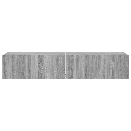 Väggmonterad tv-bänk LED 2 st grå sonoma 80x35x31 cm