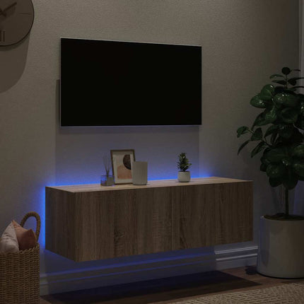 Väggmonterad tv-bänk LED sonoma-ek 100x35x31 cm