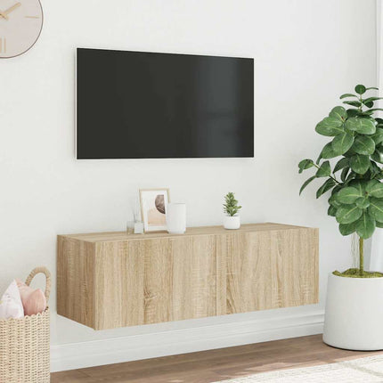 Väggmonterad tv-bänk LED sonoma-ek 100x35x31 cm